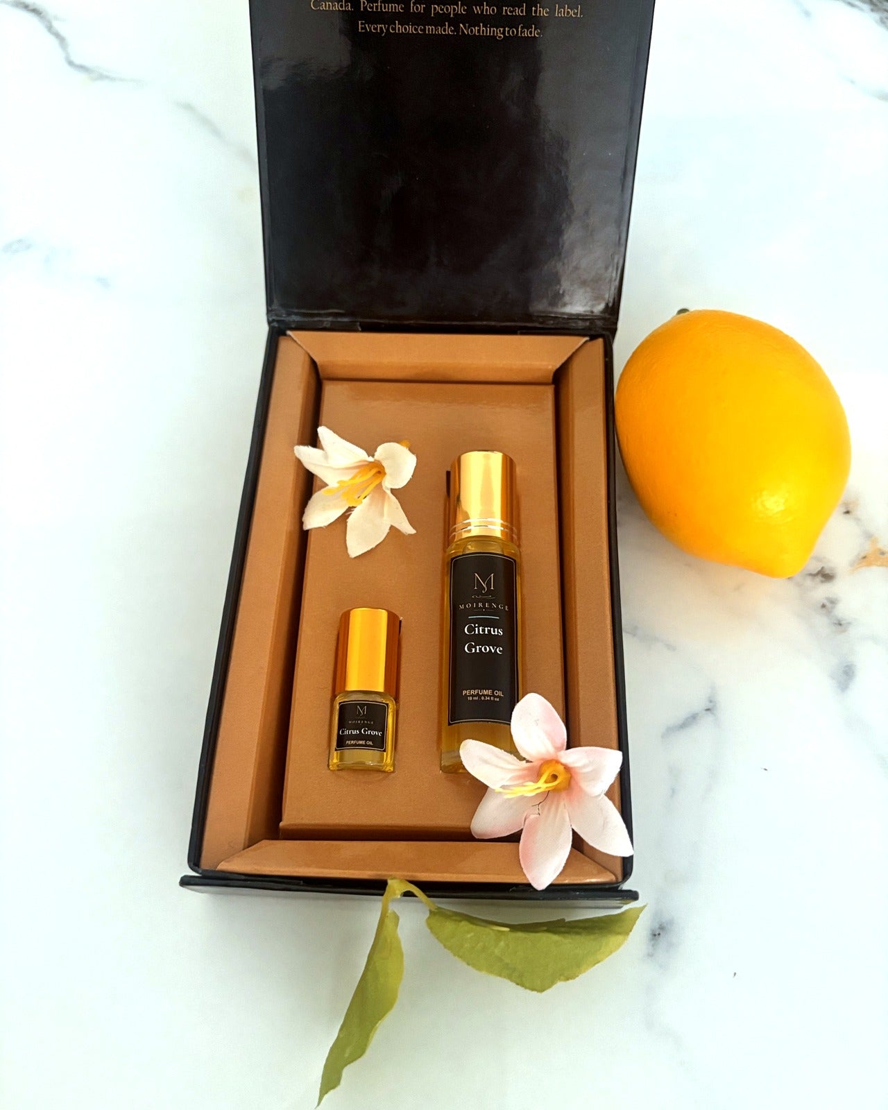 Citrus Grove alcohol-free perfume oil roll-on, hand-batched in Canada