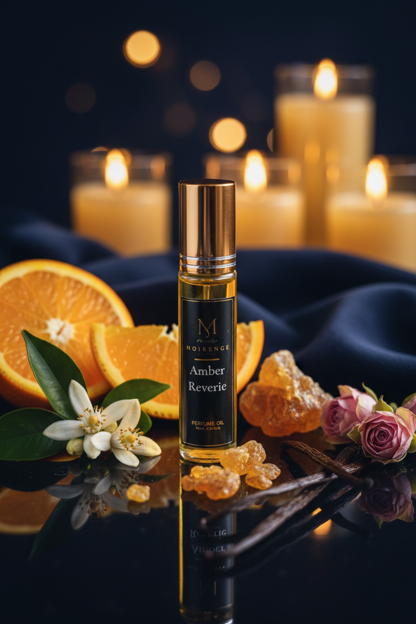 Amber Reverie alcohol-free perfume oil roll-on, hand-batched in Canada