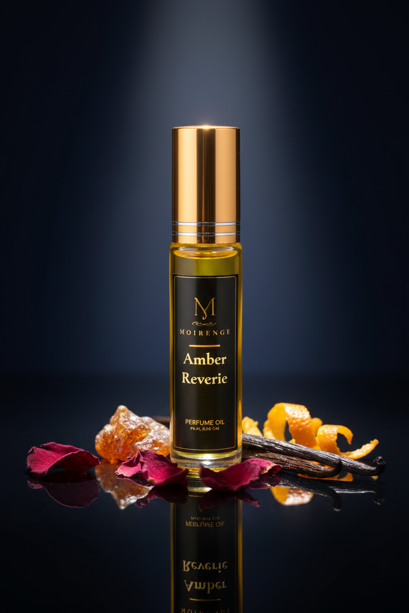 Amber Reverie alcohol-free perfume oil roll-on, hand-batched in Canada