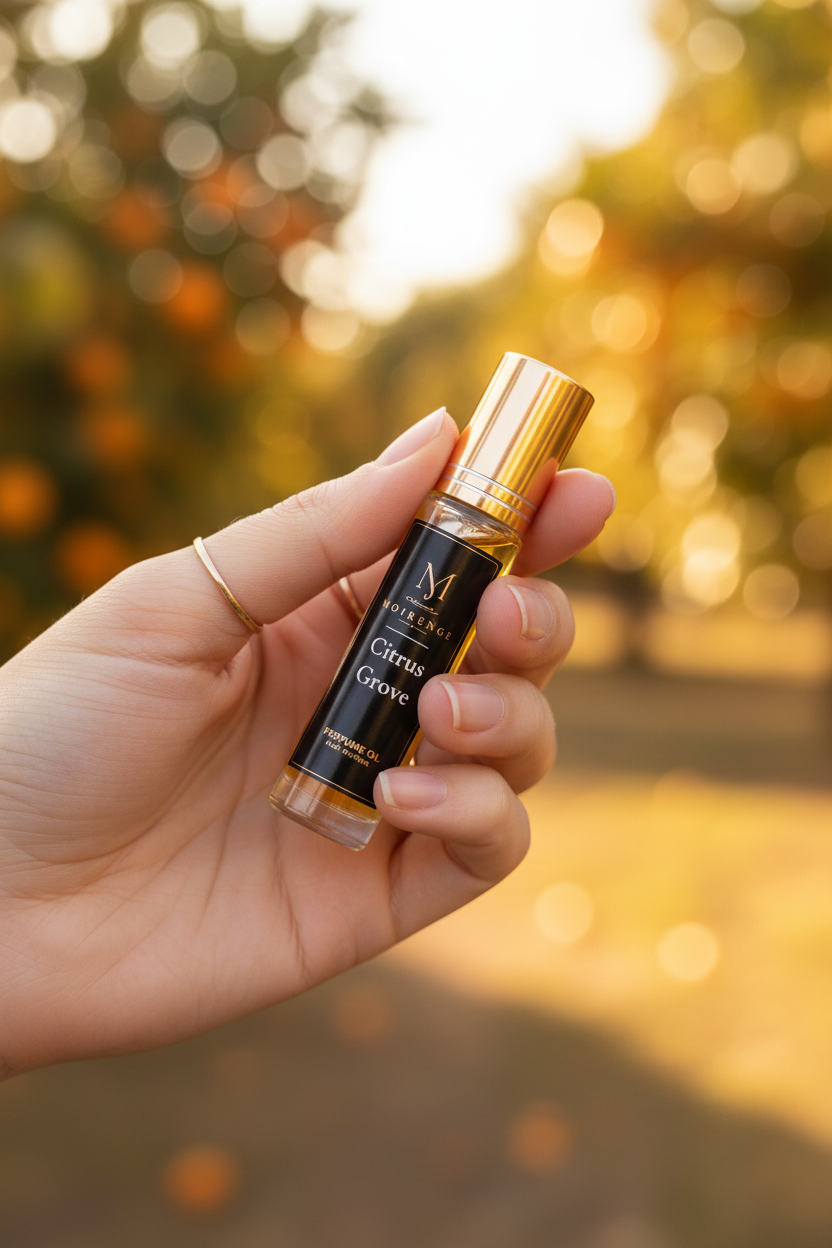 Citrus Grove alcohol-free perfume oil roll-on, hand-batched in Canada