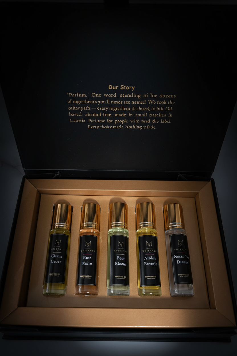Gift Box alcohol-free perfume oil roll-on, hand-batched in Canada