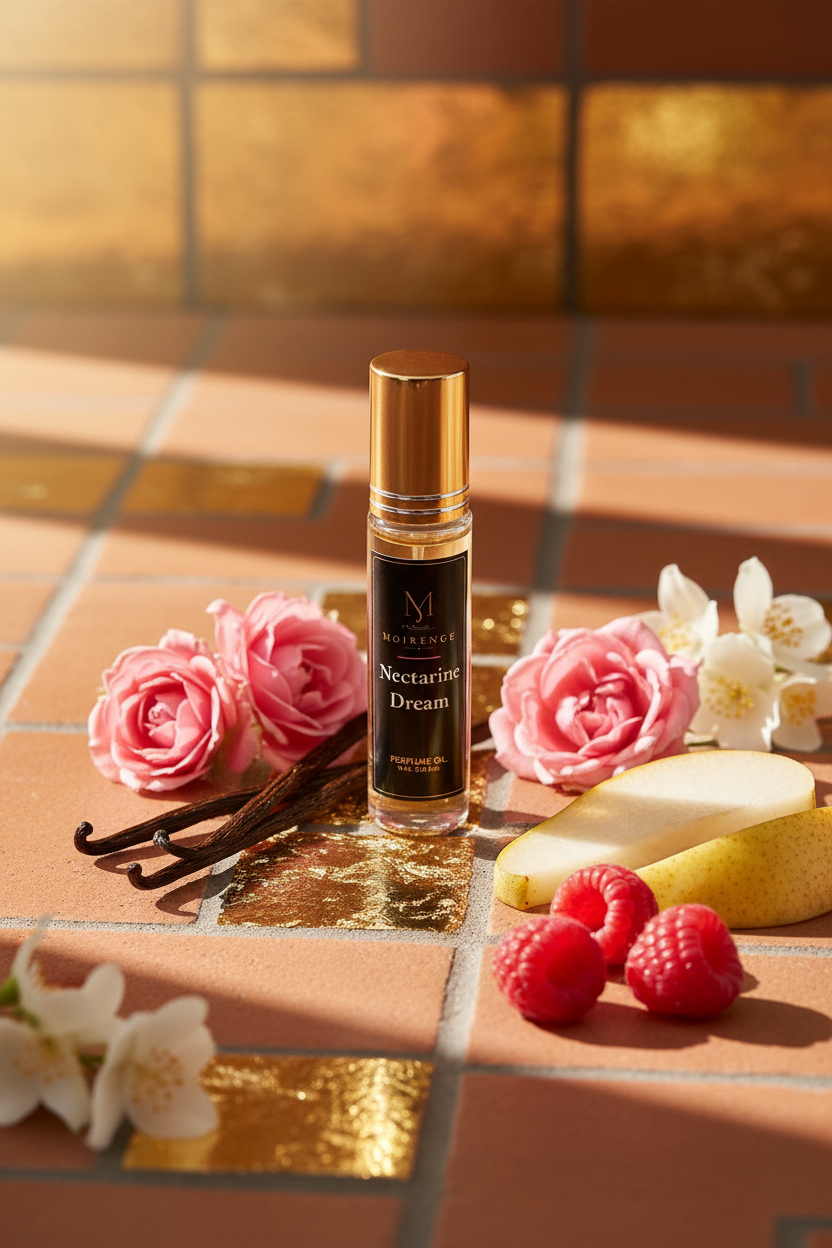 Nectarine Dream alcohol-free perfume oil roll-on, hand-batched in Canada