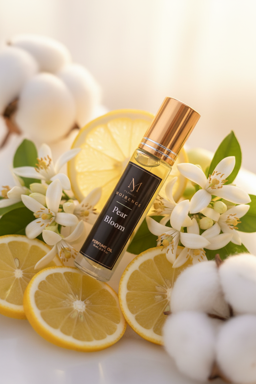 Pear Bloom alcohol-free perfume oil roll-on, hand-batched in Canada