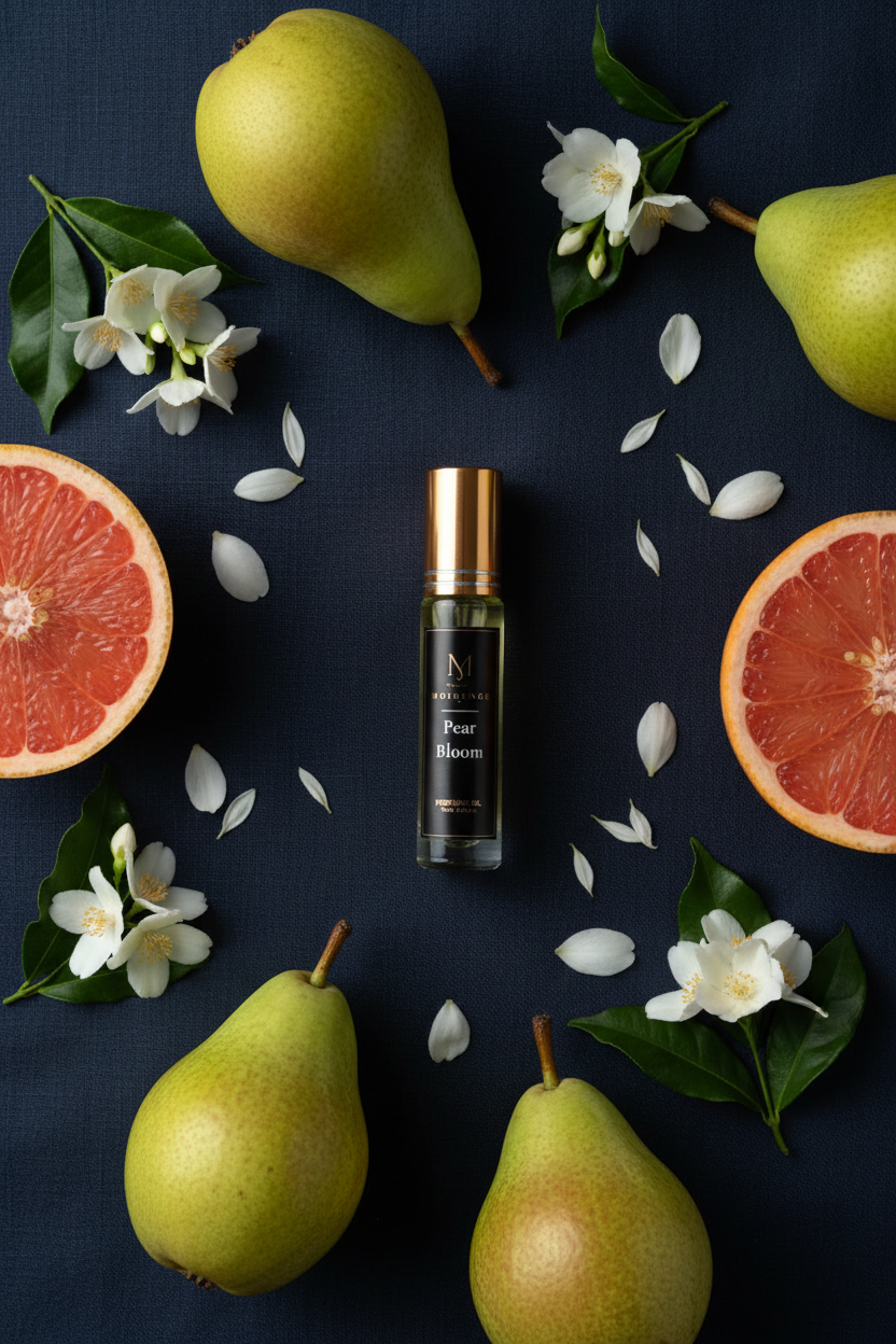 Pear Bloom alcohol-free perfume oil roll-on, hand-batched in Canada