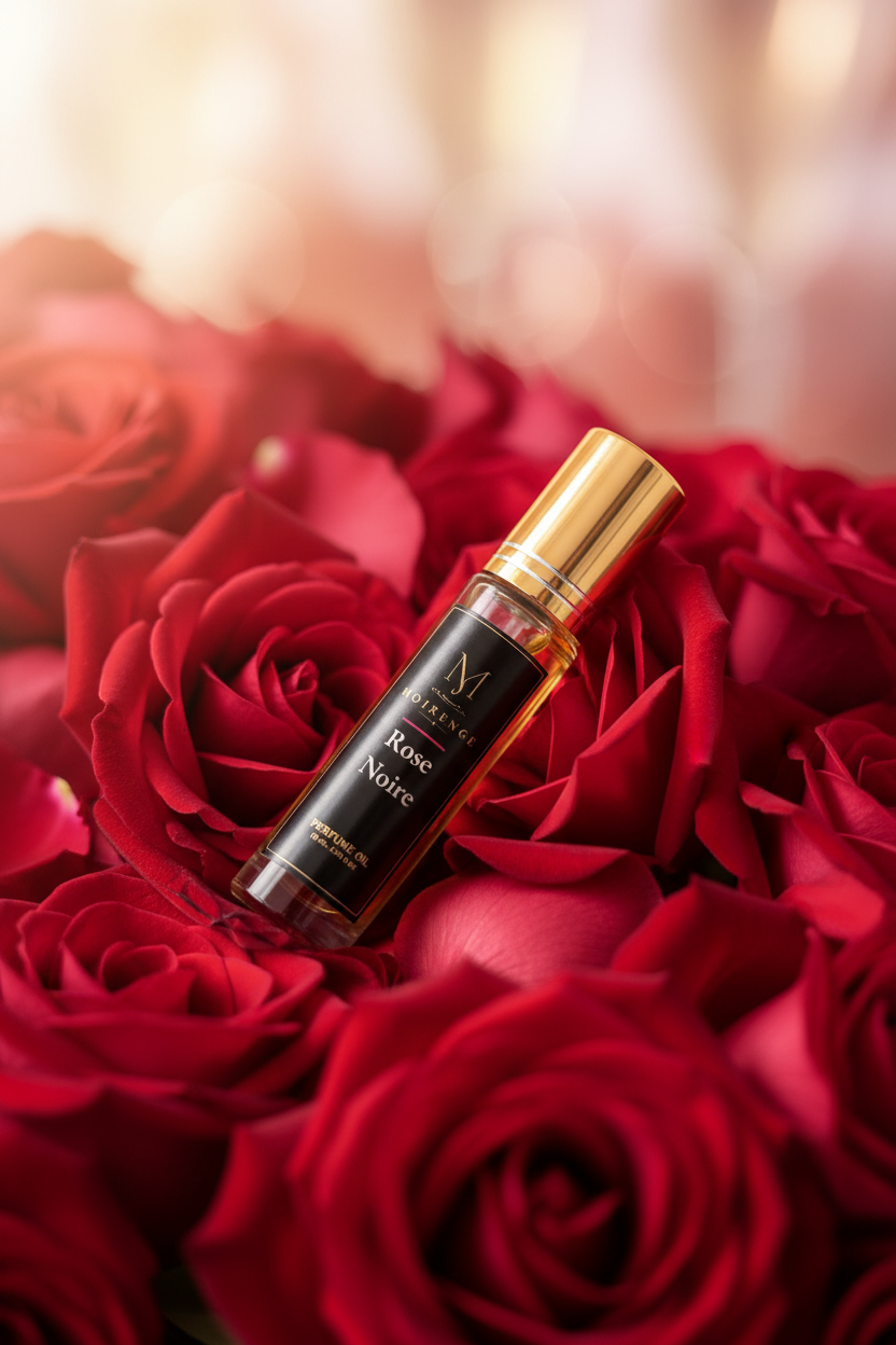 Rose Noire alcohol-free perfume oil roll-on, hand-batched in Canada